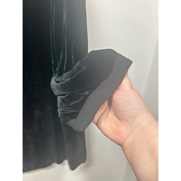 J Jill Black Velvet 3/4 Sleeve Top Rolled Cuffs Side split seams XL - Picture 5 of 8